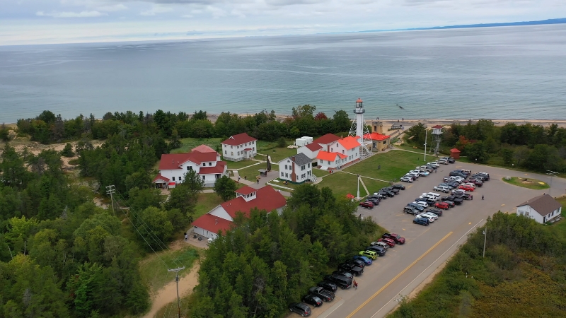Whitefish Point Light Station sits near the Lake Superior shore